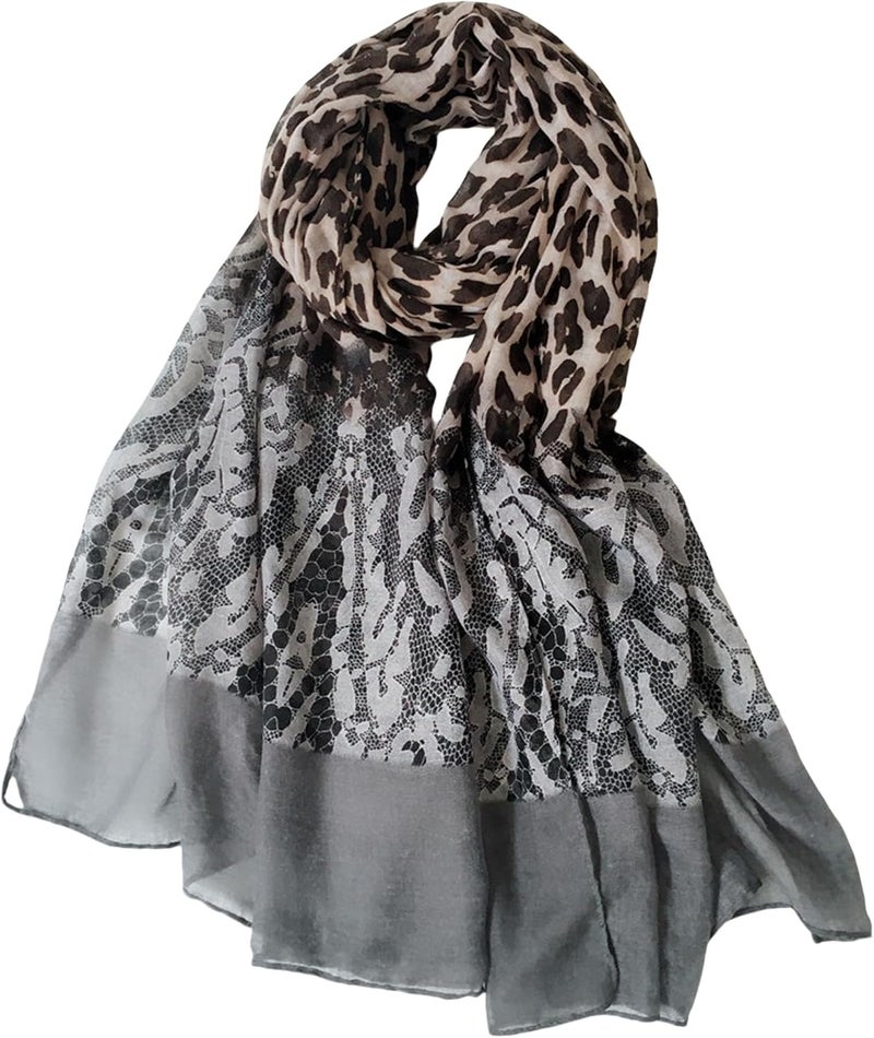 VJHX Leopard Print Shawls and Wraps for Womens Cheetah Hijab Scarf Voile Sheer Beach Scarves Sunscreen Head Shawl - Image 1
